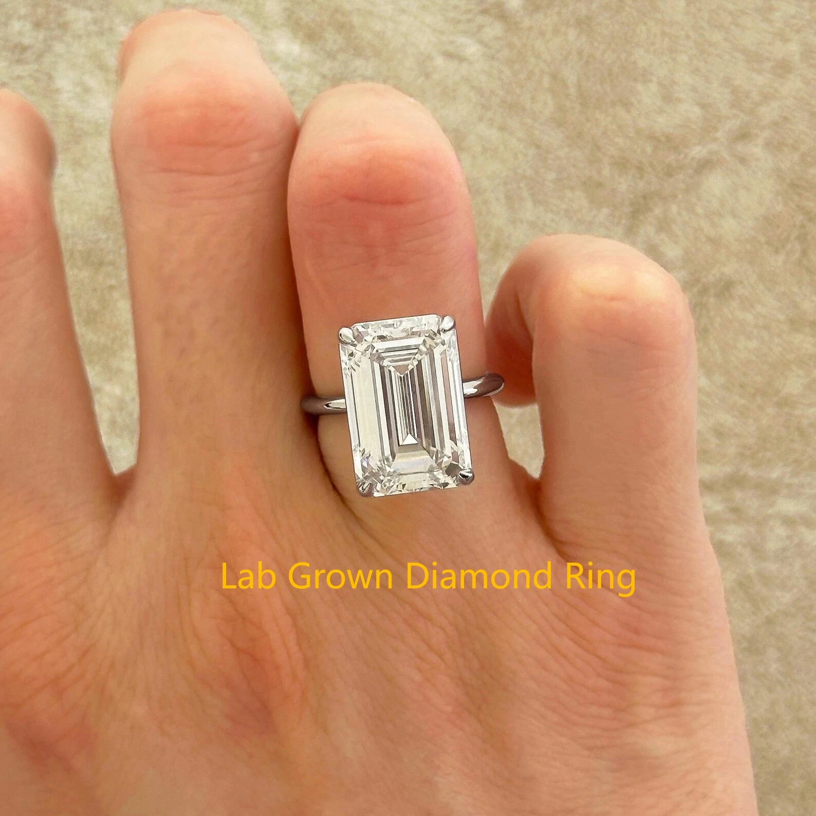 5CT Main Stone IGI Emerald VS1 EF Lab Grown Diamond Solitaire Wedding Ring Solid Platinum 950 Diamond Ring For Lady Fine Jewelry