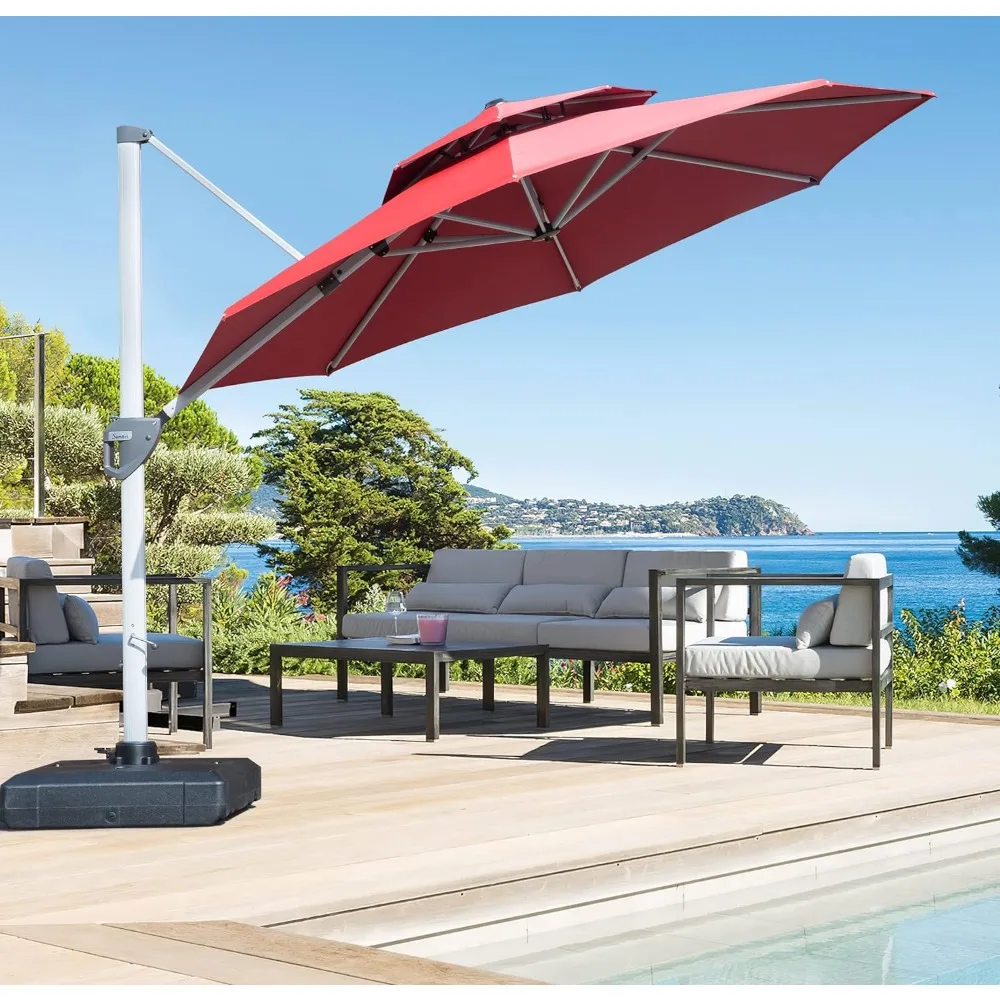 

Large Outdoor Umbrella Windproof Offset Umbrella Heavy Duty Sturdy Umbrella for Pool.