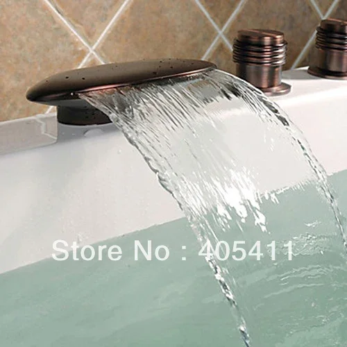 Vidric Free shipping ! 2013 new! ORB Oil-rubbed Bronze Waterfall Widespread Bathroom Bathtub Faucet with Hand Shower  Oval (Free