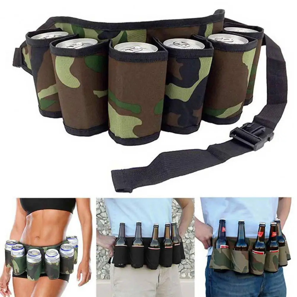 Beer Can Belt  Convenient with Zipper Pocket 3 Colors  Beer Can Belt Bottle Can Holder Camping Supplies