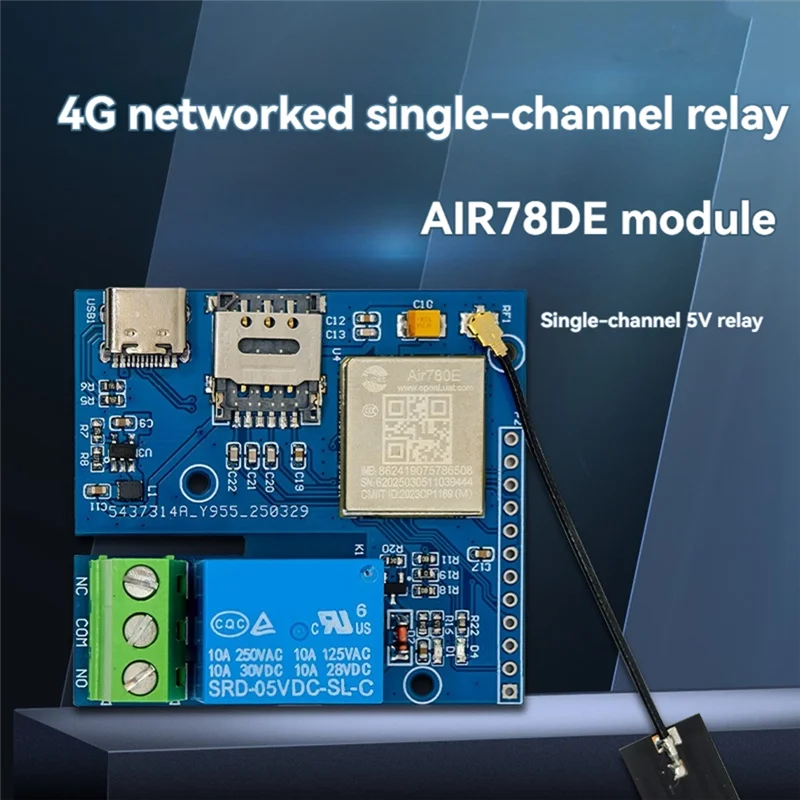 

LBER Iot 4G Single Relay Control Module Featuring AIR780E, Supports Type-C Power Supply