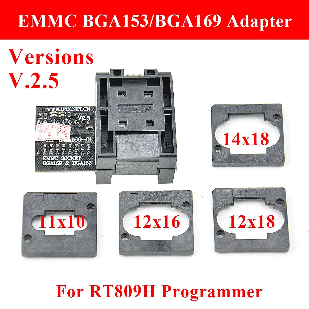 RT-BGA169-01 BGA169 / BGA153 EMMC Adapter V2.5 With 3pcs BGA Bounding Box For RT809H Programmer Free Shipping