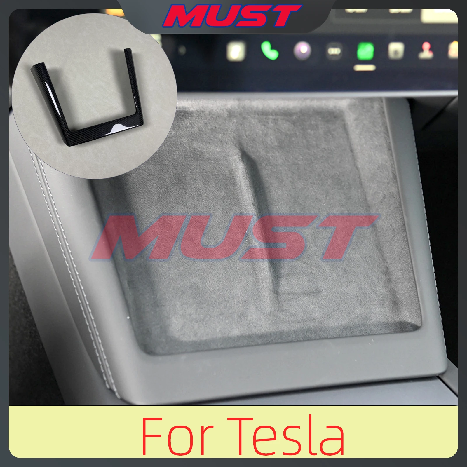 Саржевое углеродное волокно Tesla Model 3 2024, автомобильное центральное Беспроводное зарядное устройство, подлокотник, аксессуары для зарядки