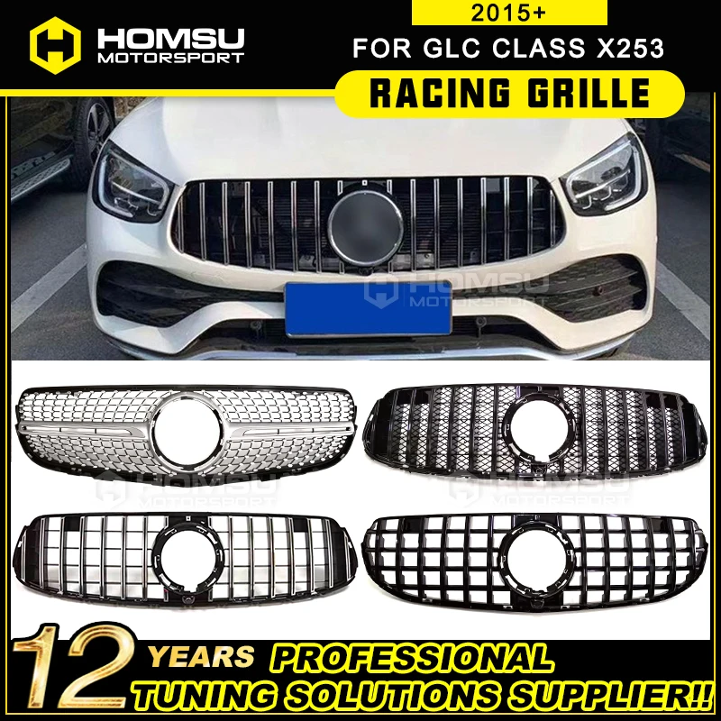 

2016-2023-Year Front Bumper Racing Gt Grill For GLC Clas X253 GLC43 GLC200 GLC260 GLC300 Coupe/SUV X253 Diamond Grille