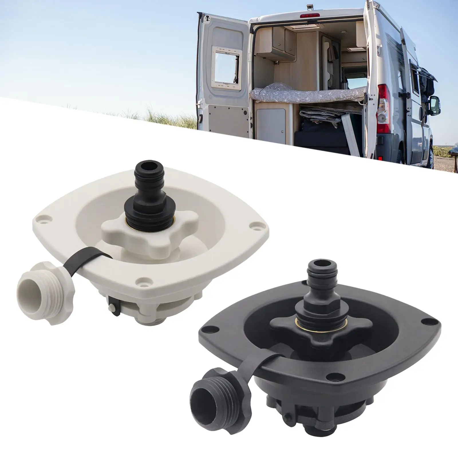 Gravity Water Fill Dish Inlet Filler Cap with Backflow Prevention Check Valve Plastic Design for RV Caravan