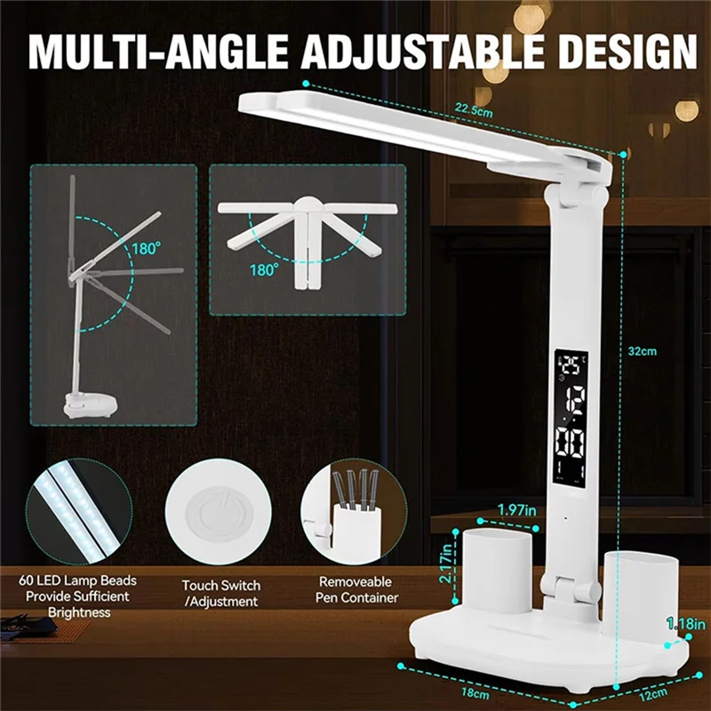

Eye Protection LED Desk Lamp Touch Dimming Charging Learning Light For Students Dormitory Children' S Bedroom Bedside Desk Use