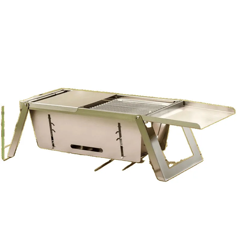

Stainless steel folding barbecue stove household outdoor charcoal skewers portable fast second storage barbecue rack carbon