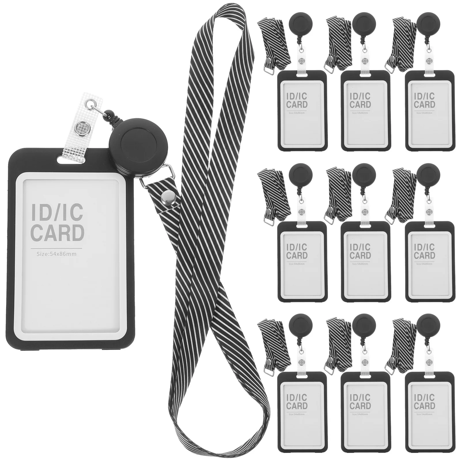 

10Sets Easy Pull Id Badge Sleeve Clear Plastic Card Holder Lightweight Transparent Protective Cover for Office Staff Security