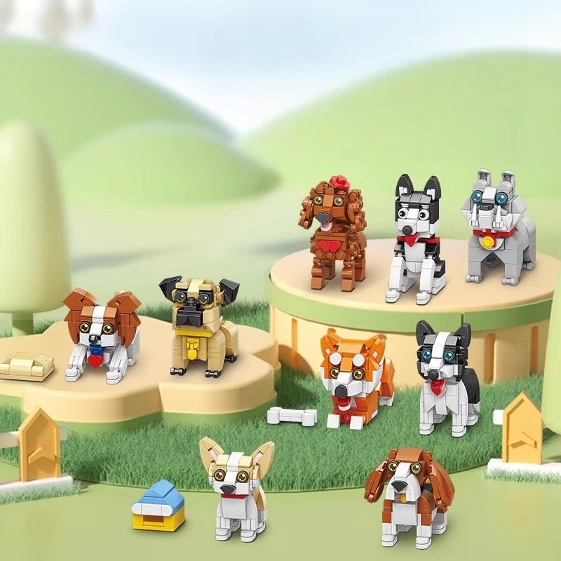 

Pet Dog Building Blocks Shiba Inu Chihuahua Model Desktop Ornaments Surprise Birthday Gift Cute Educational Children's Toys