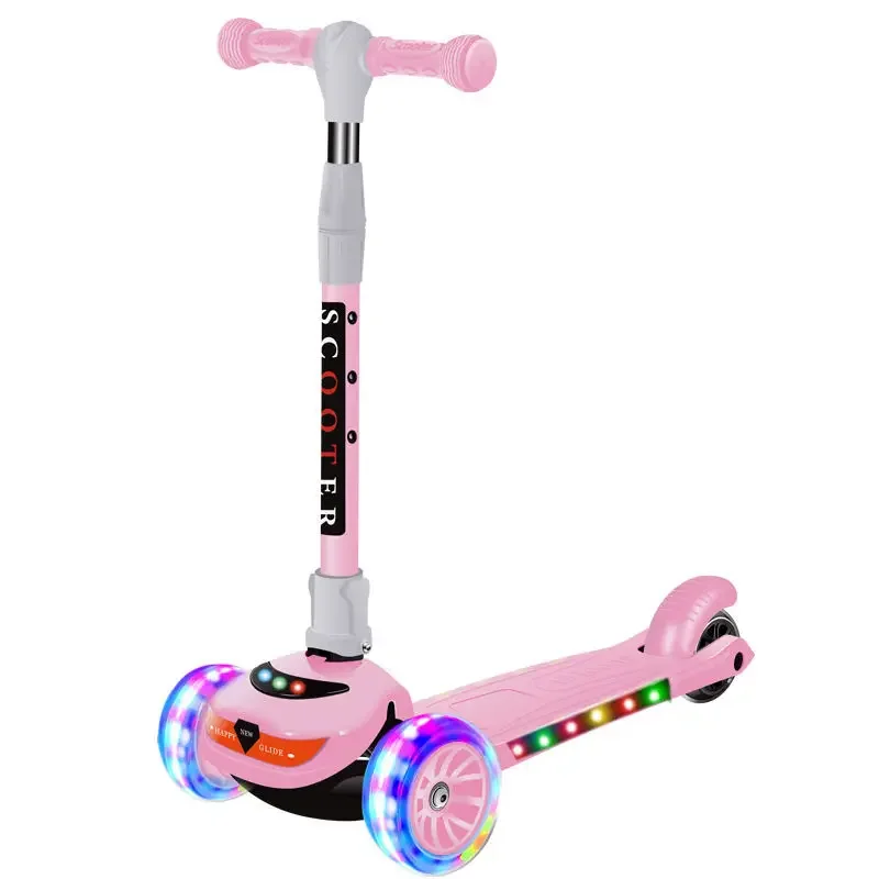 Nuevo Patinete de juguete para montar al aire libre, patinete plegable de 3 ruedas para niños con música, patinete para principiantes