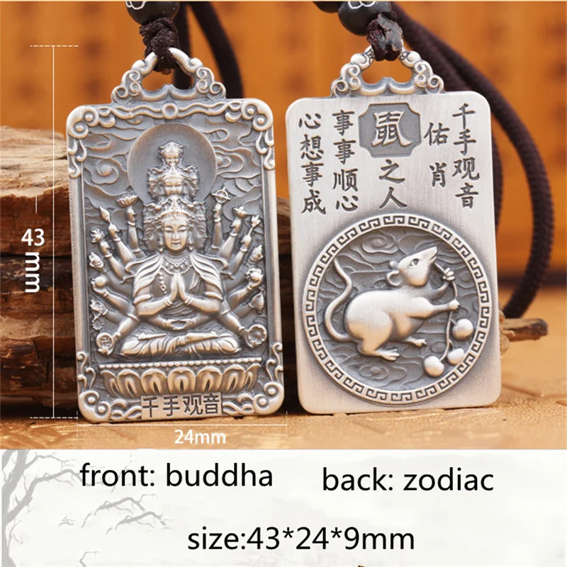 Vintage Zodiac Patronus Buddha Pendant Necklace Male Female Blessing Accessories Trendy Amulet Necklaces For Men Birthday Gift