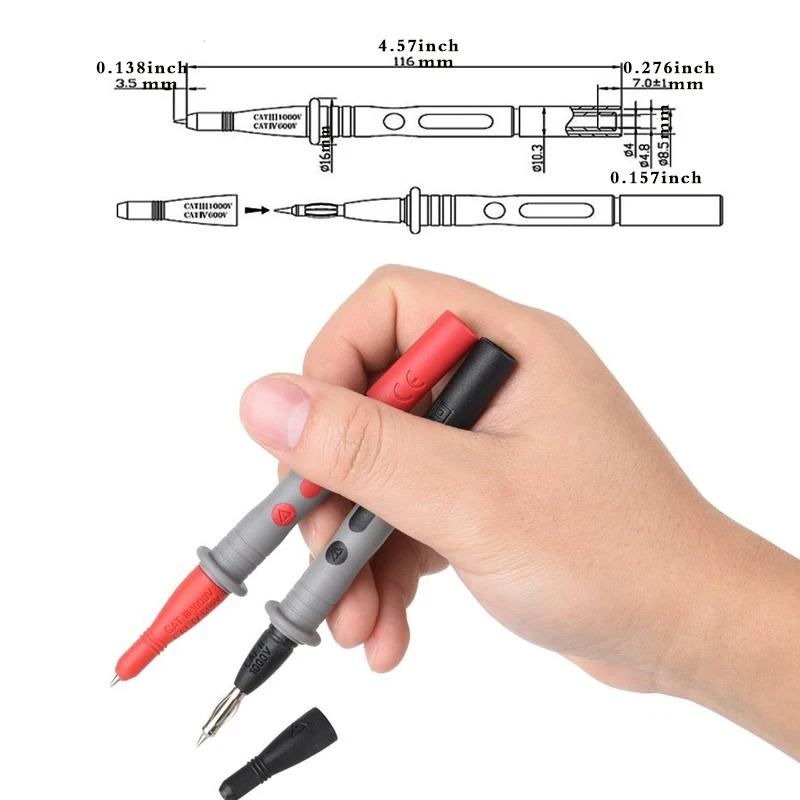Multimeter-Messleitungen, Kabelsonde, sichere Spitze, Kabelsatz, Messleitungssatz, Krokodilklemme, Testhaken, Multimeterleitungen, Kit für die hintere Sonde – Detail 20