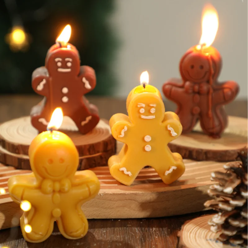Festive Gingerbread Man Aroma Candle - Christmas Gift Decorative Wax Candle with Fragrance for Holiday Gift