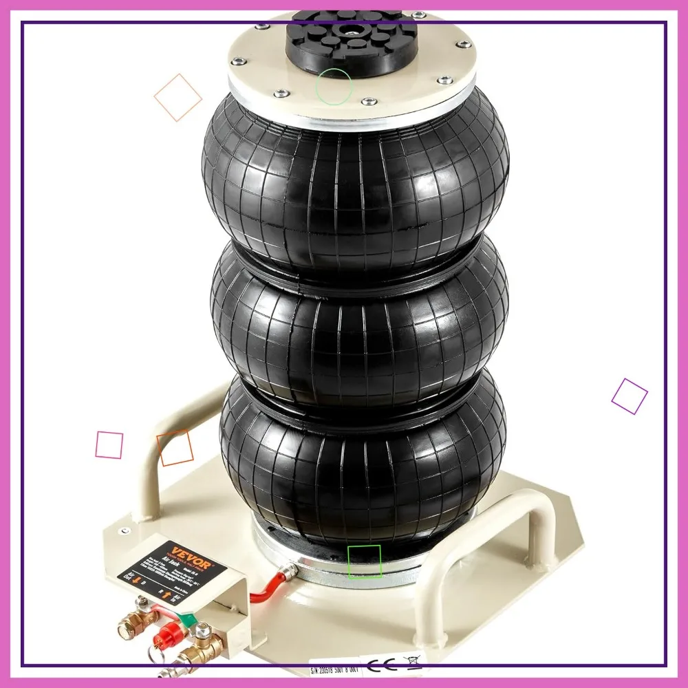 3 Ton Triple Bag Air Jack, 6600 lbs Capacity, Fast 5-Second Lifting, 17.7 Inch Height for Car Repair and Garage Use