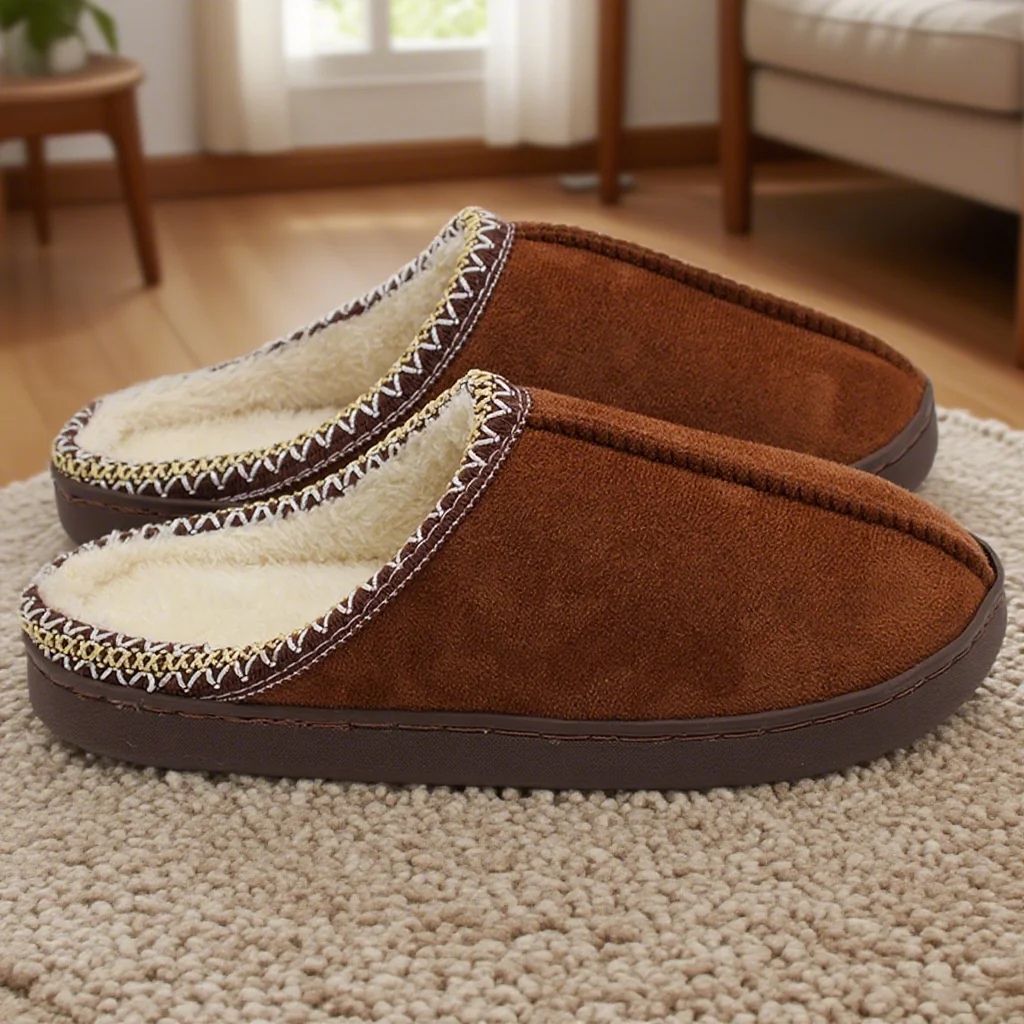 

2026 Cotton Slippers for Autumn and Winter Indoor Thick-Soled Non-Slip Couple Warm Fleece-Lined Soft Sole Plus Size 46 47