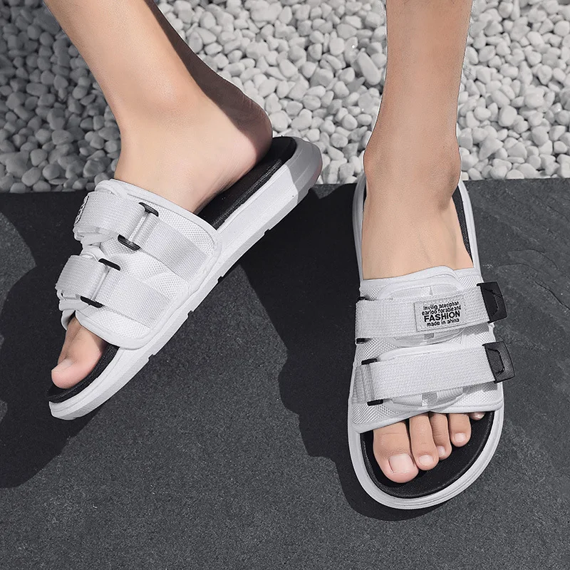 New style men's summer fashion ourdoor wear Korean style couple slippers non-slip women sandals platfrom slides rubber shoes