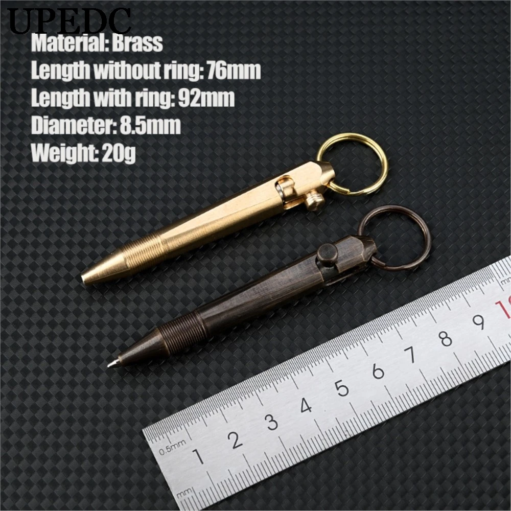 UPEDC Mini Keychain Brass Pen Removable Pendant Portable Travel Pocket Pen Signature Ballpoint Pen