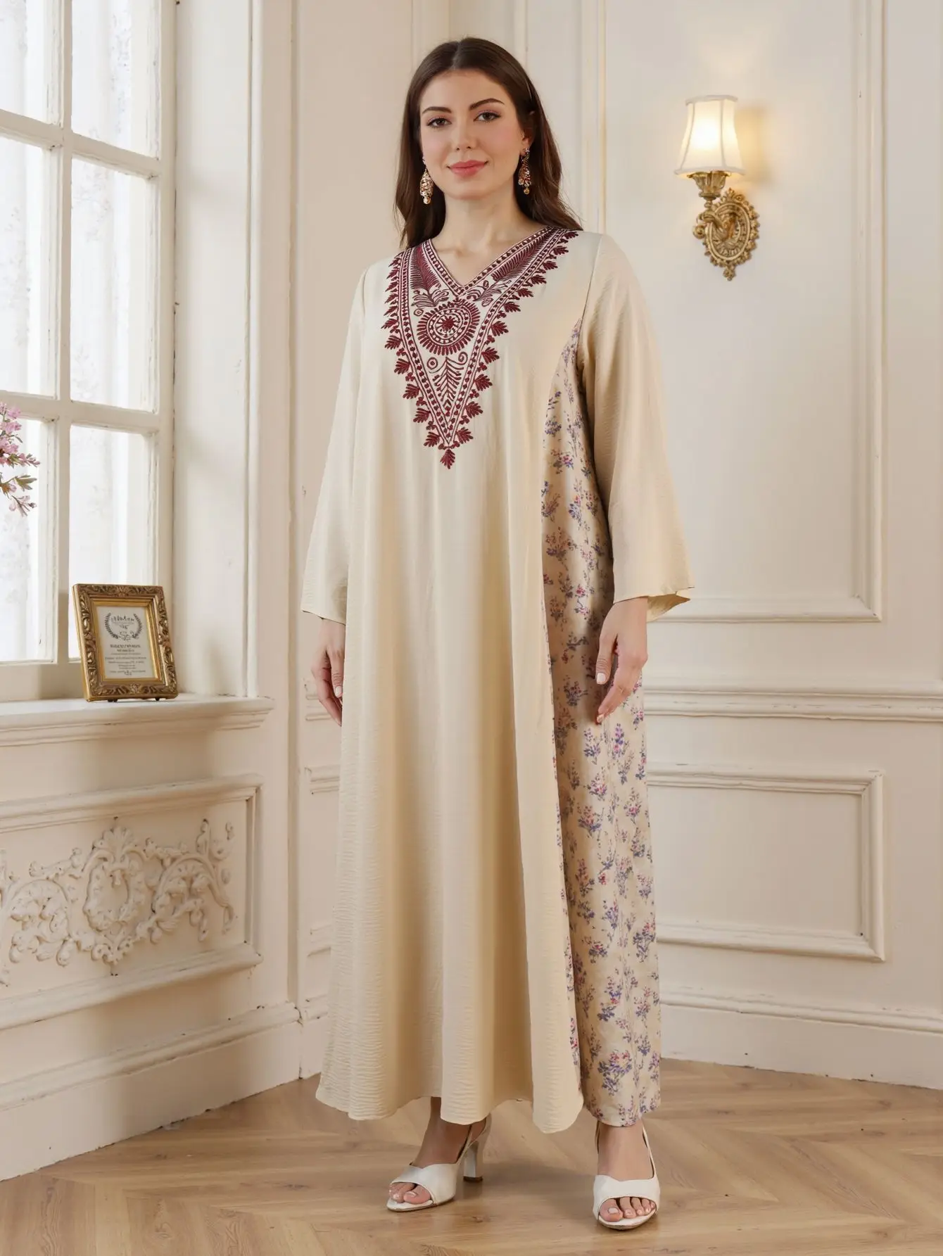 Muslim Party Dresses Women Abaya Dubai Long Robe Embroidery Print Eid Ramadan Morocco Jalabiya Kaftan Islam Arab Abayas Vestidos