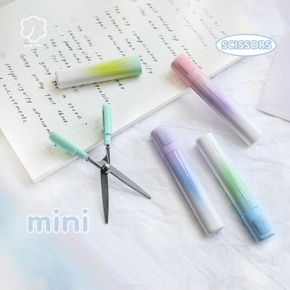 Multifunctional Ins Style Mini Pocket Scissors Gradient Color Paper Cutting Tool Student Handwork Art Tool School Supplies