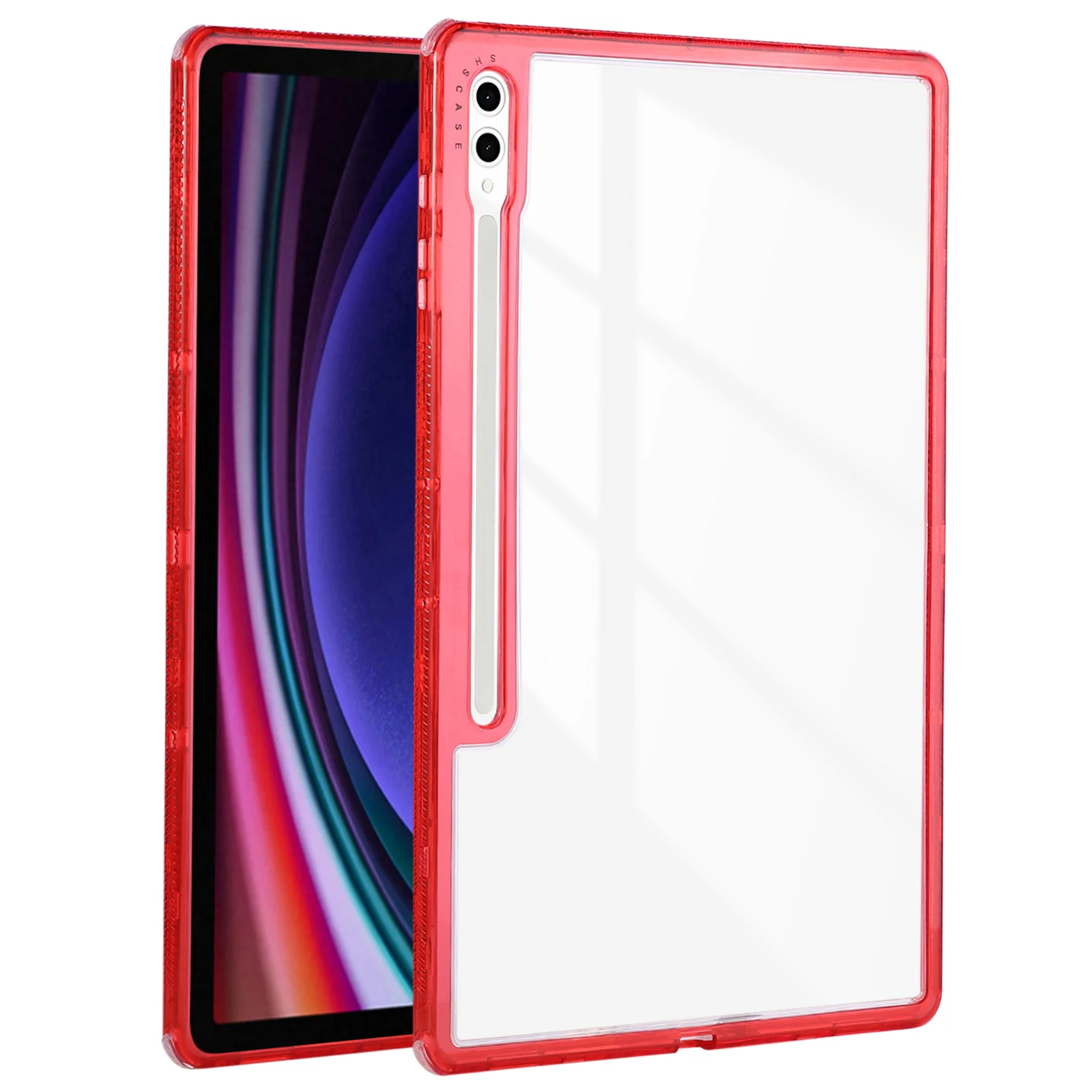 Para Samsung Galaxy Tab S9 Ultra Clear Case 3 em 1 PC + TPU Capa para tablet à prova de choque - Vermelho