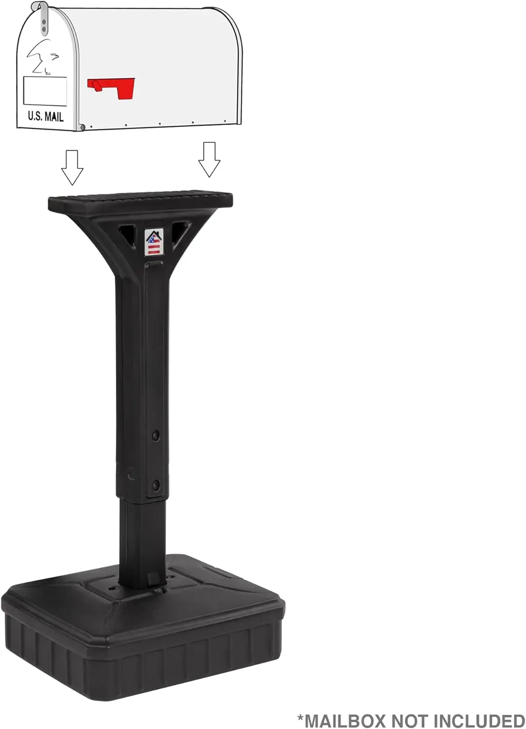 Dig-Free Universal Mailbox Post for Standard Mailboxes - No Digging Needed Mailbox Post - Black