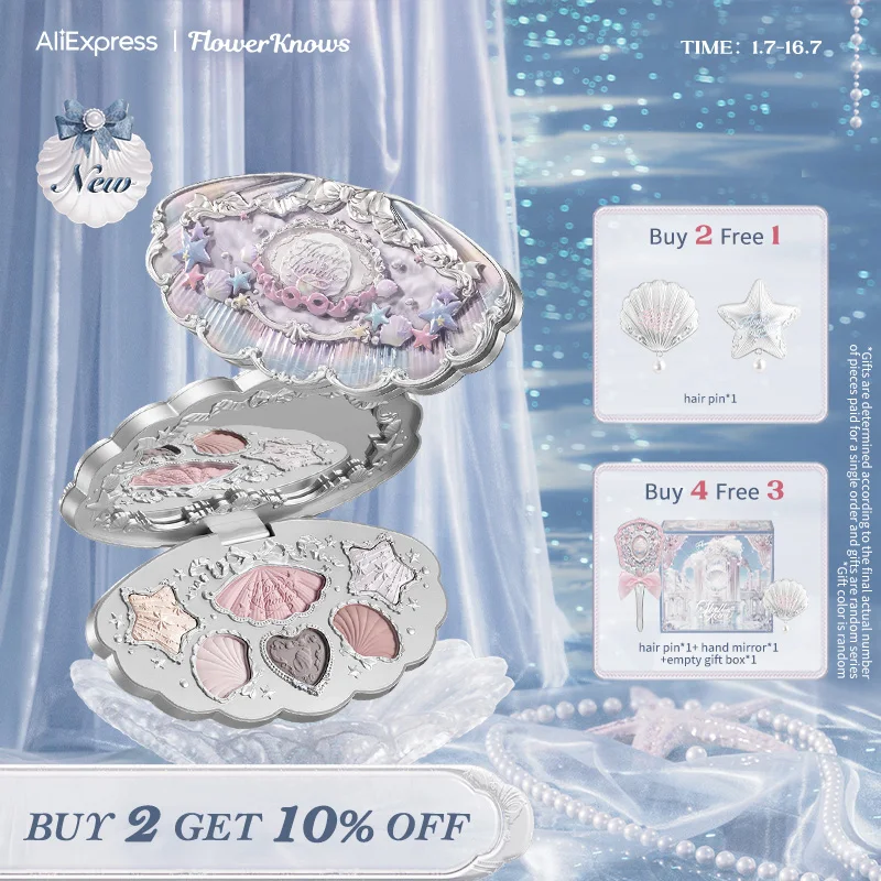 6-цветная палитра для макияжа Flower Knows Shell's Jewel Collection