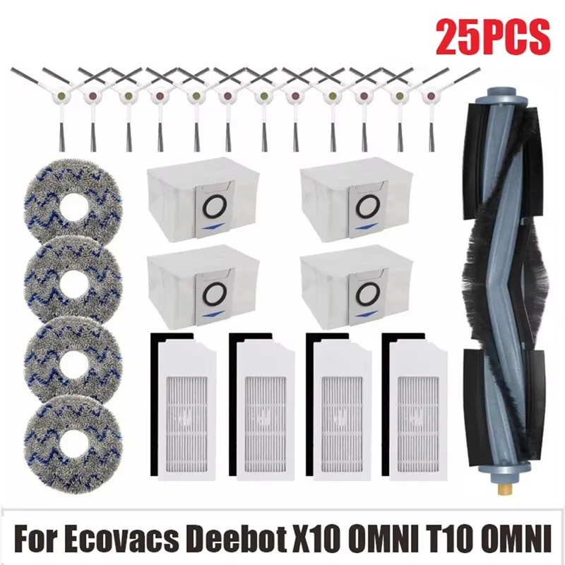 TCF-pour Ecovacs Deebot X1 OMNI / T10 OMNI accessoires pièces pour aspirateur Robot sac à poussière filtre Hepa brosse latérale principale