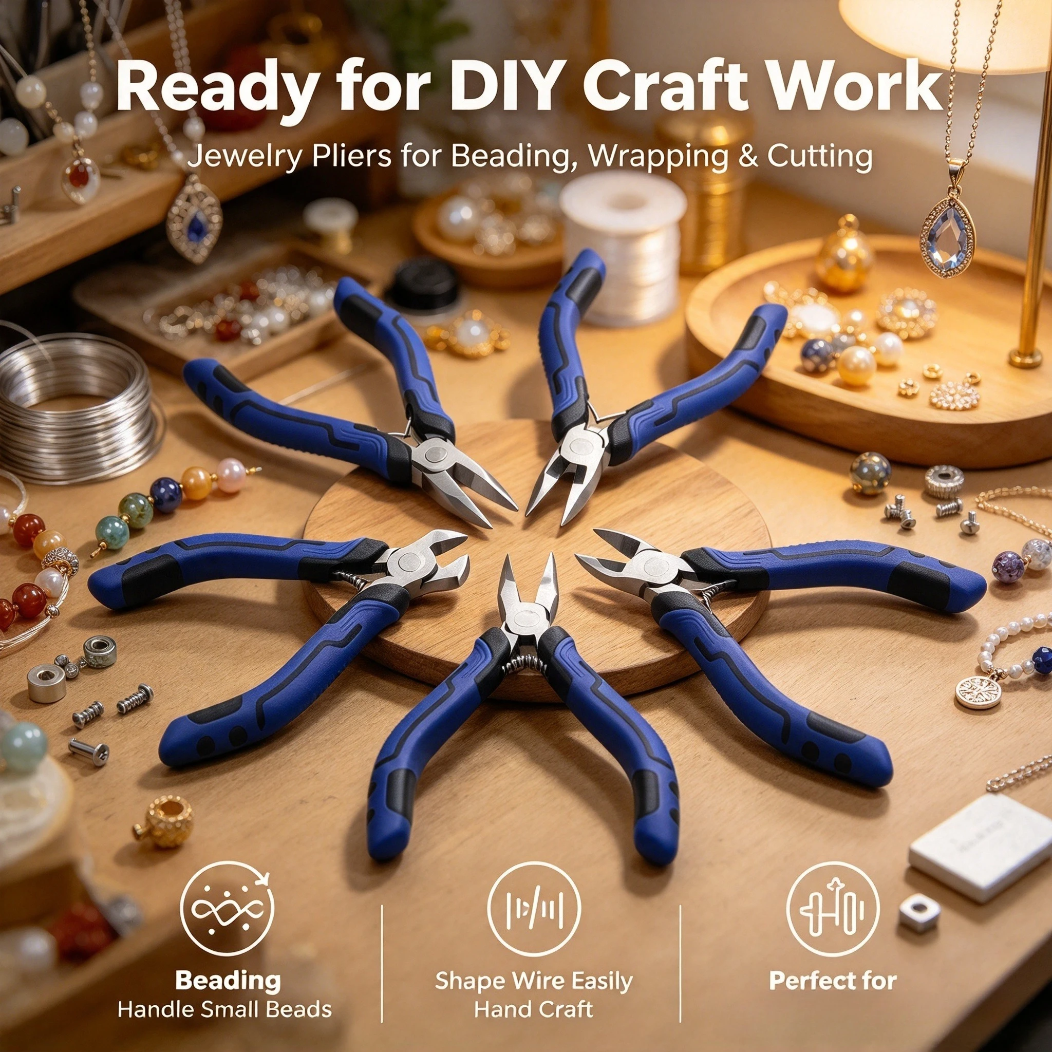 Industrial Multi Purpose Jewelry Pliers DIY Beading Wire Wrapping Cutting Hand Craft Tool Aesthetic Making Accessory