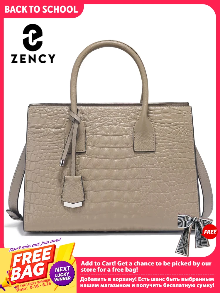 Zency Large Tote Handbag for Women Genuine Leather Cowhide Shoulder Bag with Top Handle Trendy Fashion Work Crossbody Purse