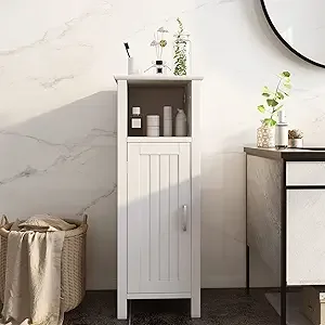 

Bathroom loor Cabinet, Multiunctional Storage Cabinet, Anti-Tipping Device, 3-Height Adjustable Shel, Wooden reestanding Side Ca