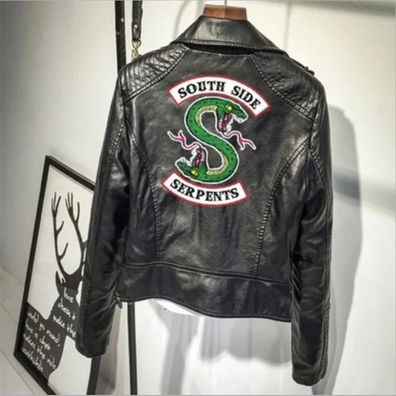 COSRiverdale Southside Serpent Kpop Fans Zipper Faux Leather Jacket Women Men Coats Fashion Slim Fit Jacket Riverdale Clot - view 5