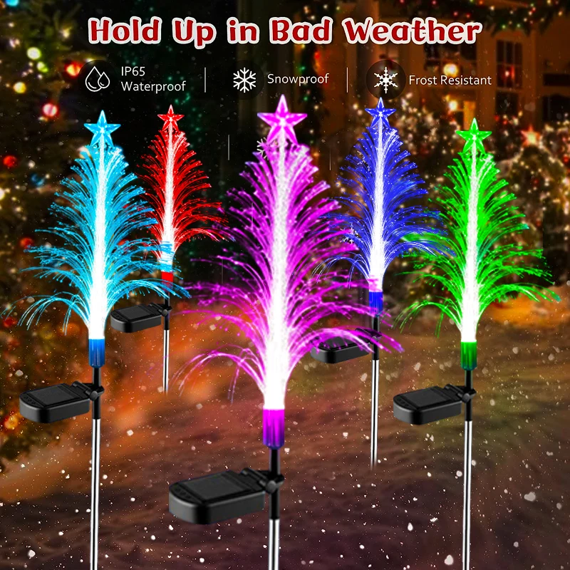 Solar Christmas Pathway Lights LED Outdoor Waterproof Xmas Decor Yard Garden Patio Lawn Stake Lights