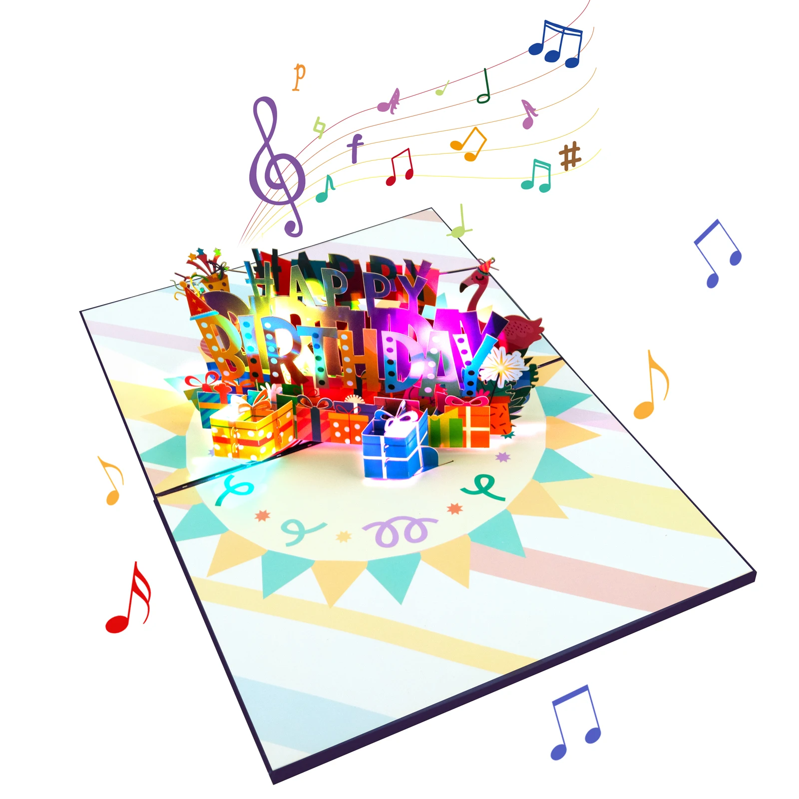 Musikalische Geburtstags-Pop-Up-Karte mit Licht und Musik, 3D-Grußkarte für Kinder, Erwachsene, Männer und Frauen – Detail 11