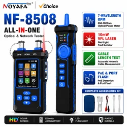 NOYAFA NF-8508 All-in-One Network Cable Tester & Fiber Optic Tester, PoE Checker, Built-in Optical Power Meter (OPM) & VFL, TDR