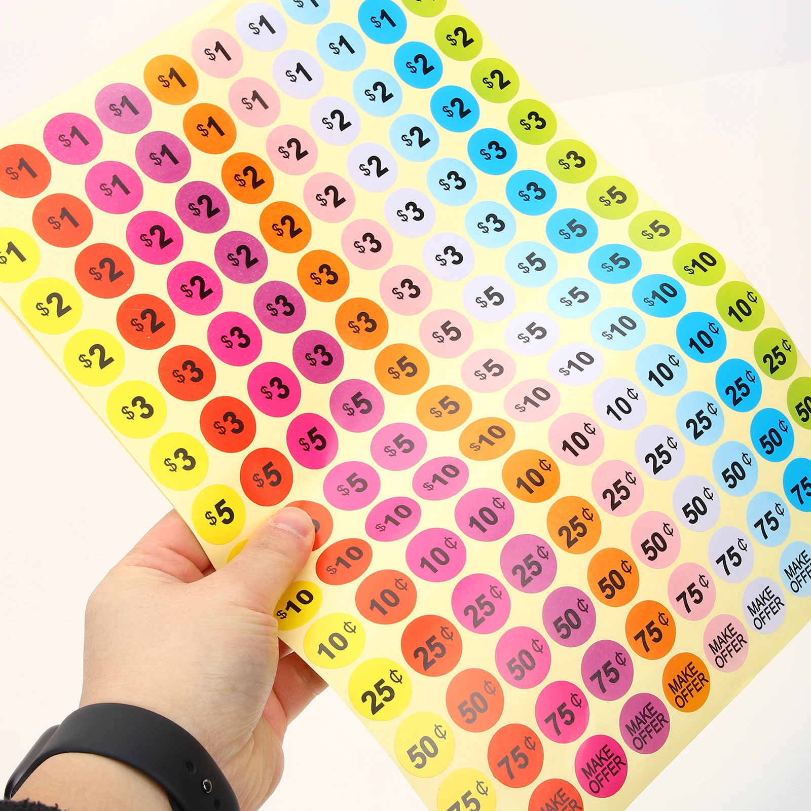 

30pcs Pricing Tags Stickers Round Removable Garage Yard Sale Price Labels for Small Business Shops Folder Tab Organizers