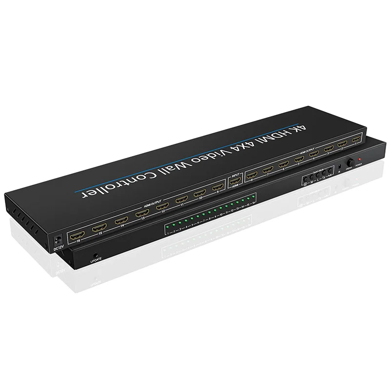 4K HDMI Video Wall Controller, 4x4 16-Channel TV Multi-Screen Processor, Video Splicer, Image Mirroring, Dual Audio Output