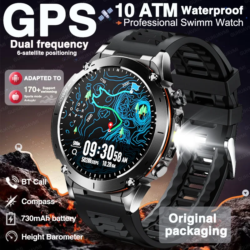 

2025New For Xiaomi GPS Swim Sport Men Smart Watch 10ATM Waterproof Dual-Band GNSS Clock Compass Altimeter Call 730mAh Smartwatch