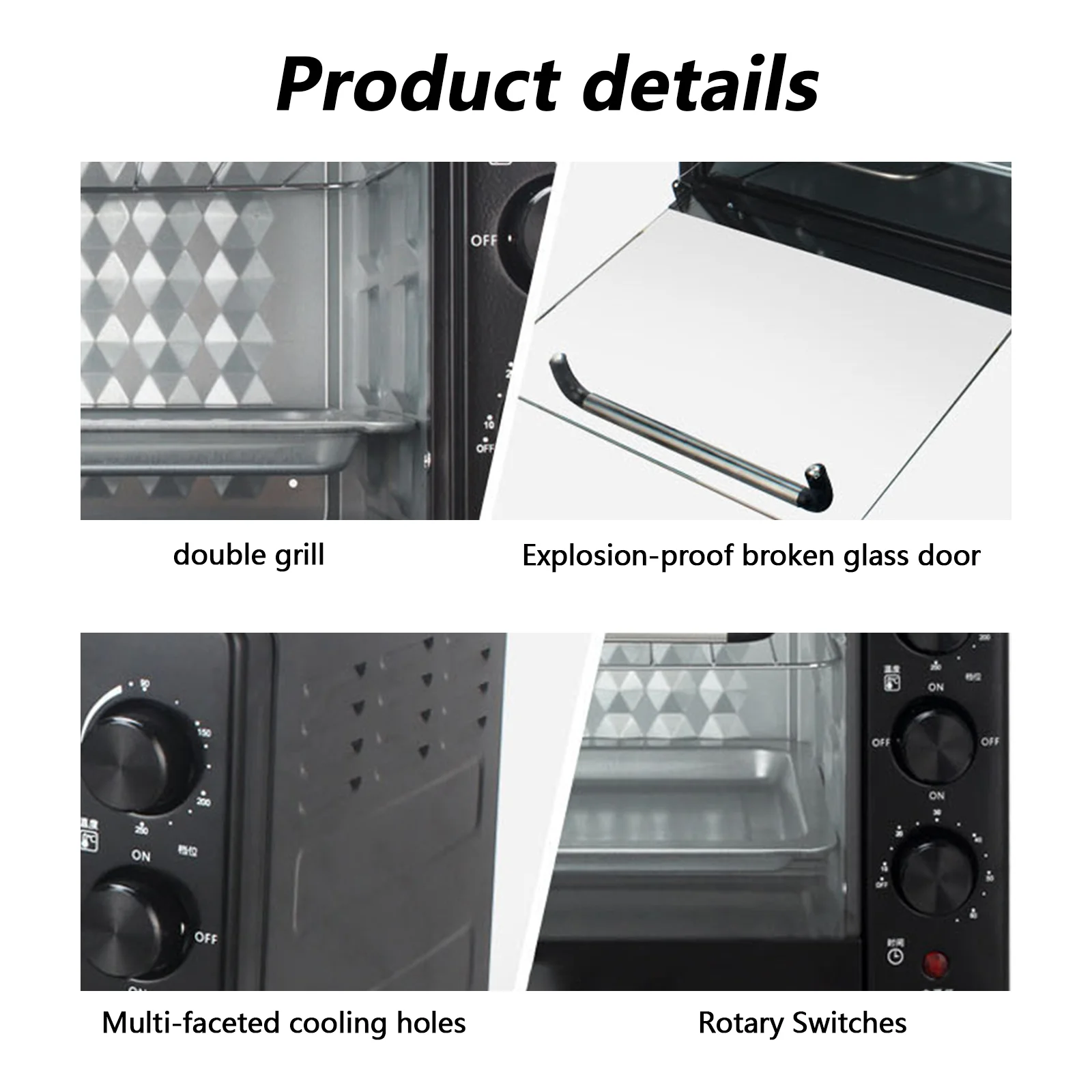 مقلاة كهربائية بفرن سعة كبيرة 1000 وات 22 لتر، خالية من الزيت، منزل أوتوماتيكي، مطبخ 360 درجة °   فرن حراري محضر أغذية الأطفال