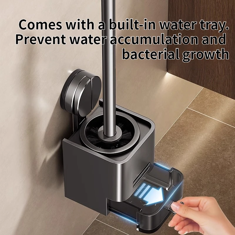 Bathroom Furniture Set Suction Cup Toilet Brush Set Wall-Mounted No Dead Angles Bathroom Storage Rack Toilet Cleaning Essential