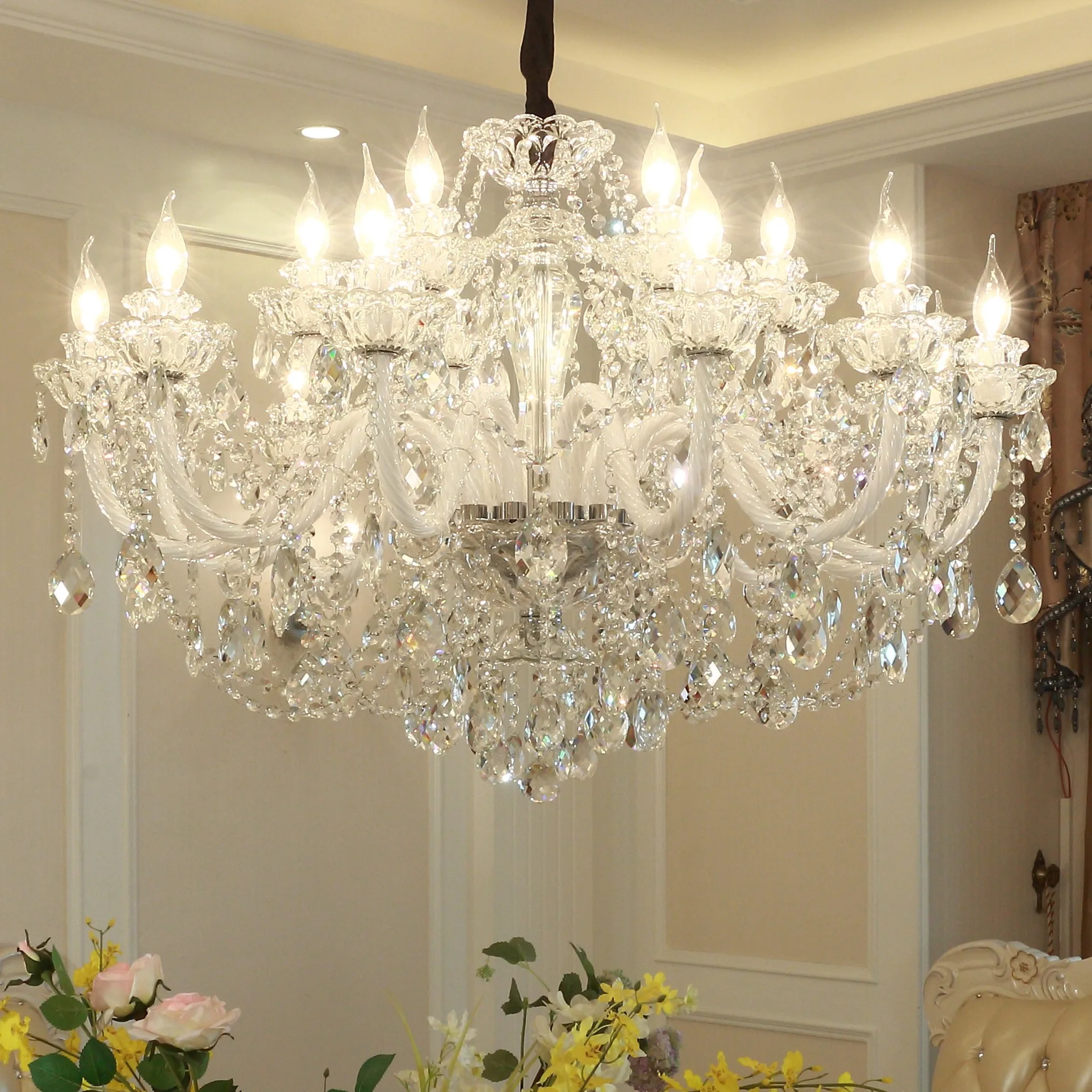 

Transparent Crystal Chandelier Luxurious Living Room Dining Room Lamp Household Light Clothing Store Bedroom Lighting Fixtures