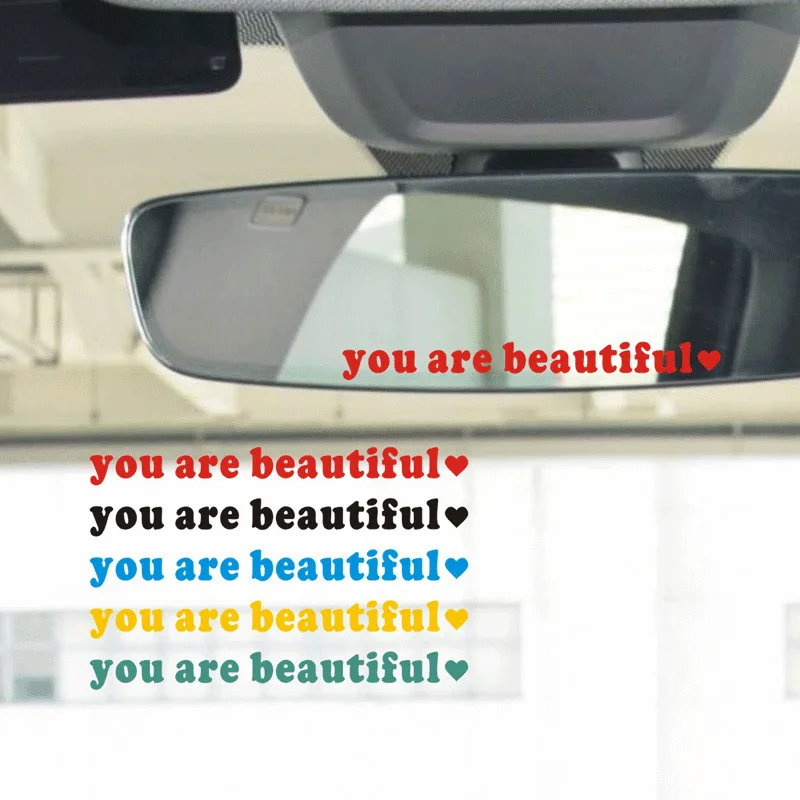 10CM You Are Beautiful Car Stickers Vinyl Decals For Cosmetic Rearview Mirror Dashboard Panel Body Decoration Universally