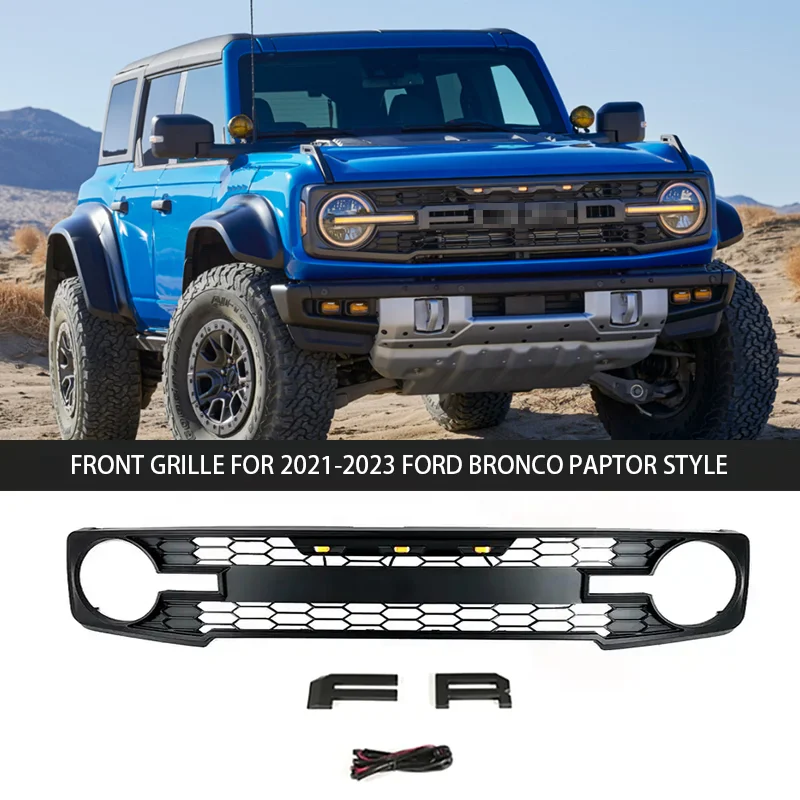 Car Grille Front Bumper Grill With Led Lights For Ford Bronco Auto parts Car Accessories