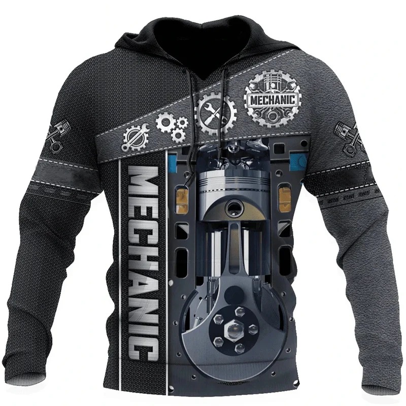 Horror Skull Mechanic Graphic Hoodie Fashion New in Hoodies & Sweatshirts for Men Clothing Casual Pullover Ropa Hombre Y2K Tops - Image 4