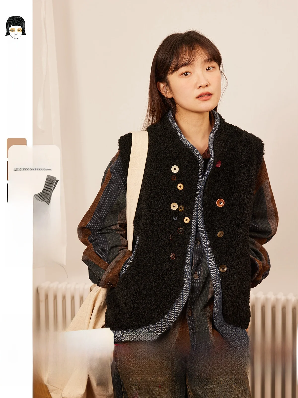 

Octopusme Retro Multi-Buled Casual eepskin Denim Vest Spring Plu Vest Original Design Polyester Fabric Pure Color