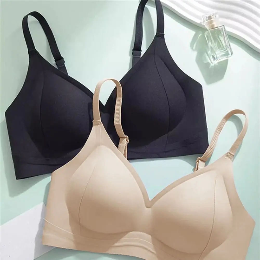 

Simple Sweet Wireless Push Up Bra Deep V Anti-sagging Underwear for Women Shockproof Thin Seamless Bra Gifts