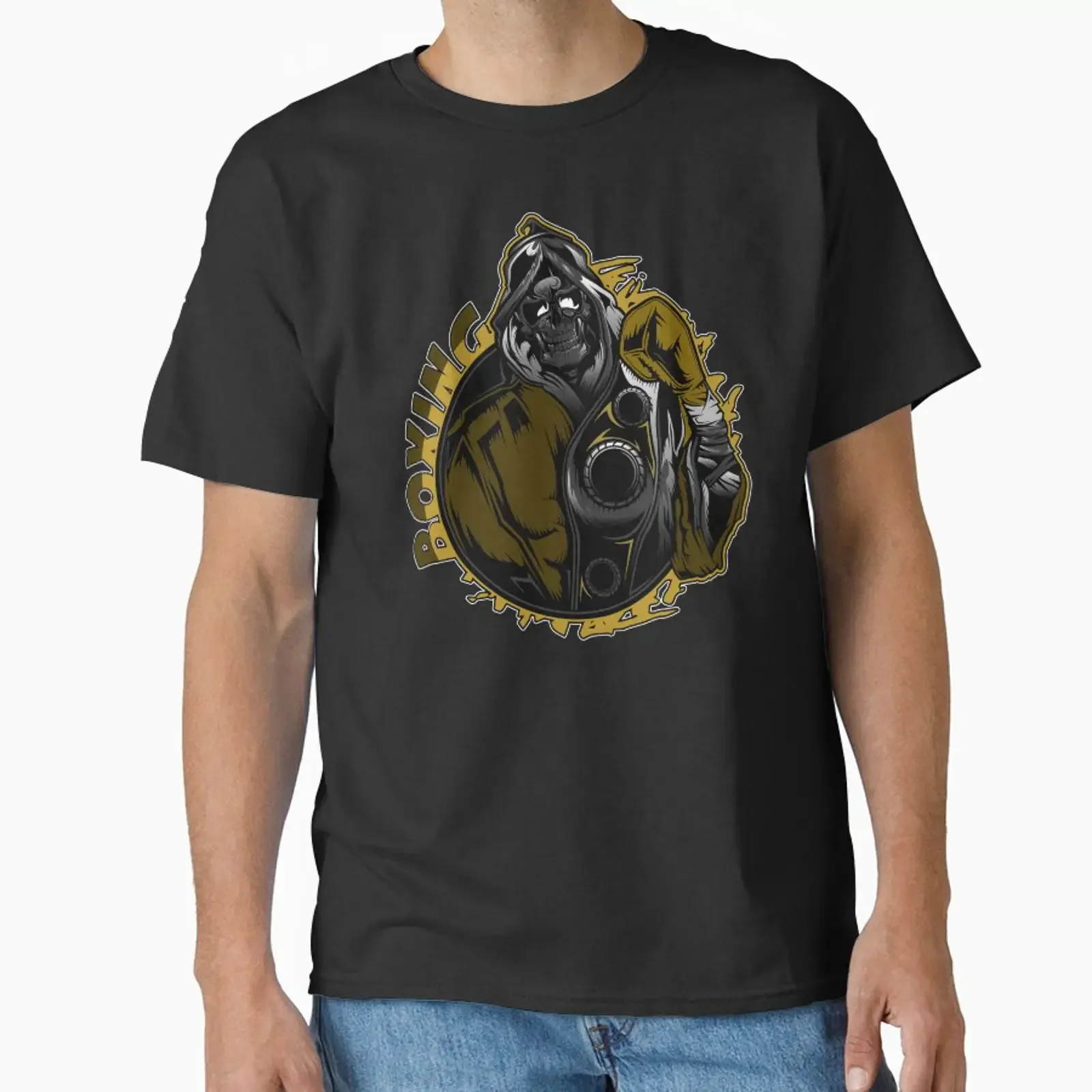 BOXING WINNER Klassisches T-Shirt im Vintage-Stil, gewaschen, Streetwear, dehnbar, vielseitig, bequem, atmungsaktiv, stilvoll, leicht grafisch