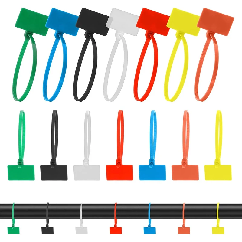 50PCS White Colorful Cable Ties Easy Mark Nylon Cable Ties Tag Labels 4*150mm Self-locking Zip Ties Waterproof for Wire Organize