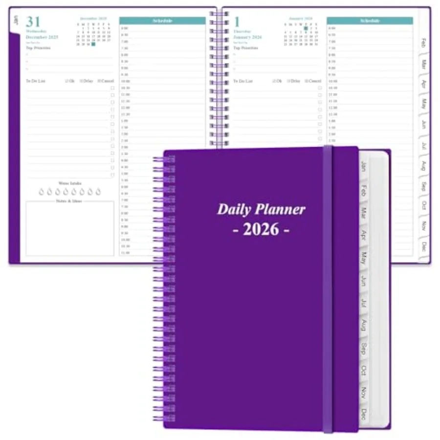 

Daily Planner 2026 Full Page Per Day- 2026 Daily and Monthly Planner from January 2026 to December 2026, Day Planner 2026 with