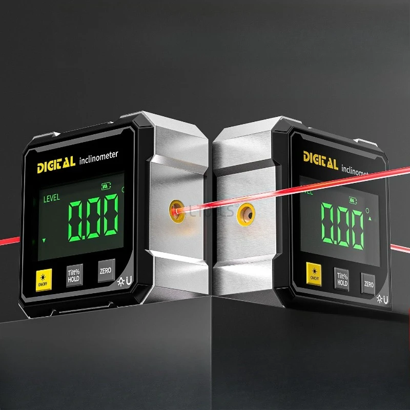 Slope Measurement Laser Level Precision Digital Laser Inclinometer Woodworking Digital Angle Measuring Instrument with Magnetic