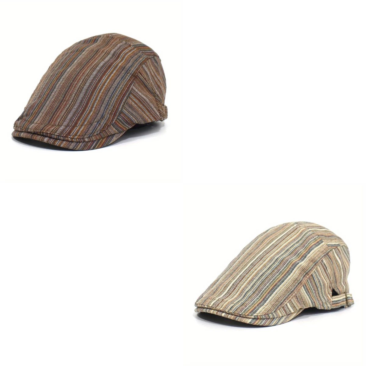 

Casual Color Blocked Striped Beret Fashionable and Versatile Trendy Duckbill Cap Retro Dome Outdoor Golf Driving Tourism Sun Hat